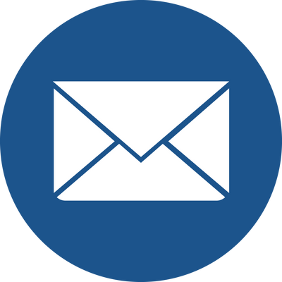 Email message icon in blue circle